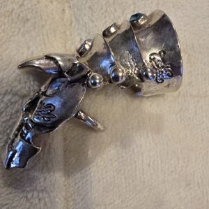 Vintage Gothic Solid Sterling Silver Entire Finger Ring